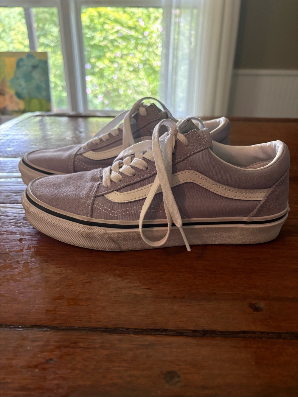 Vans Lavender and White Old Skool Sneakers